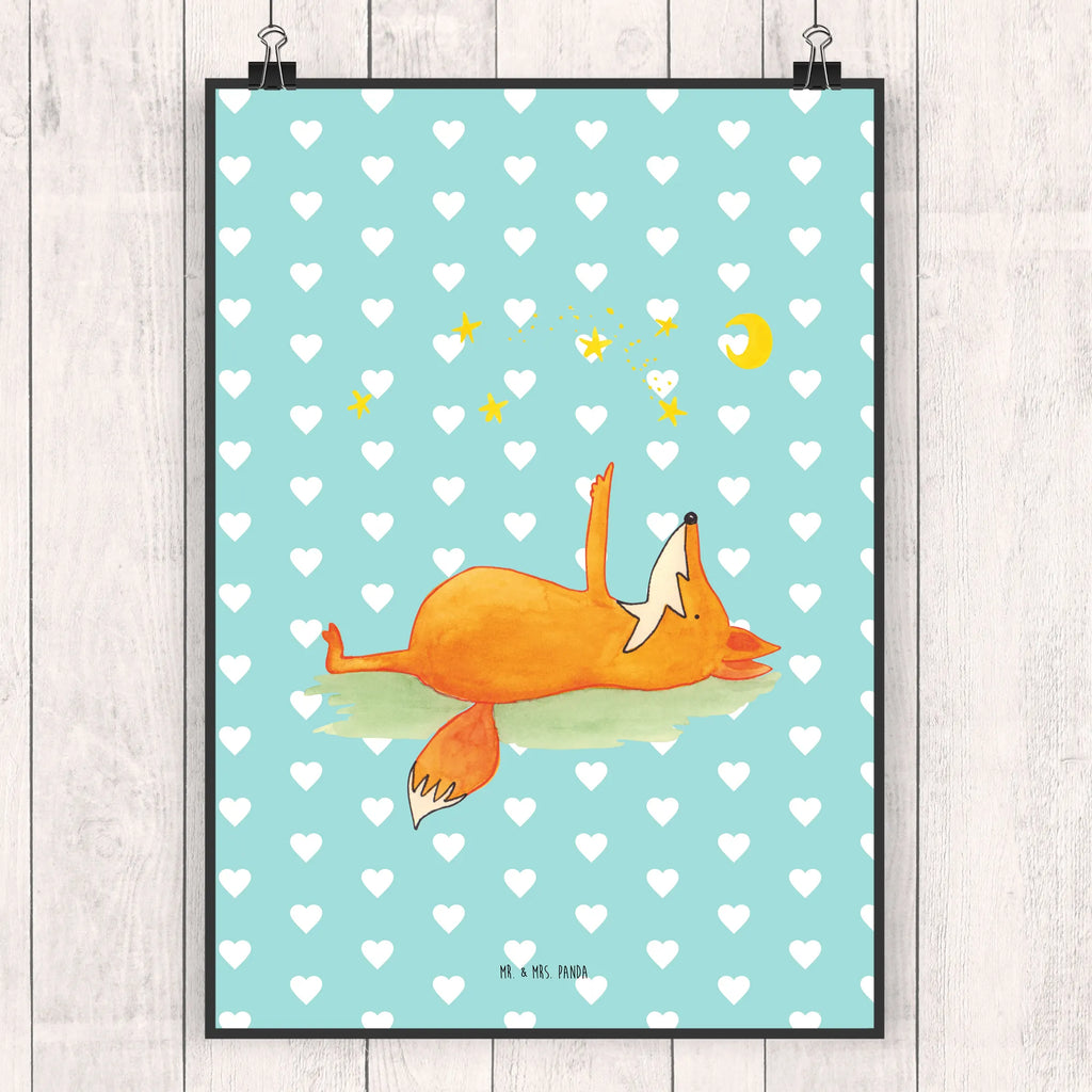 Poster Fox Stars Wanddekoration, Kunstdruck, Wandposter, Bild, Wanddeko, Küchenposter, Wanddeko Bild, Designposter, Raumdekoration, Poster, Posterdruck, Mr. & Mrs. Panda Poster, Kinderposter, Handgemaltes Poster, Fuchs, Romantik, Füchse, Spruch positiv, Always Look on the Bright Side of Life, tröstende Worte, Spruch schön