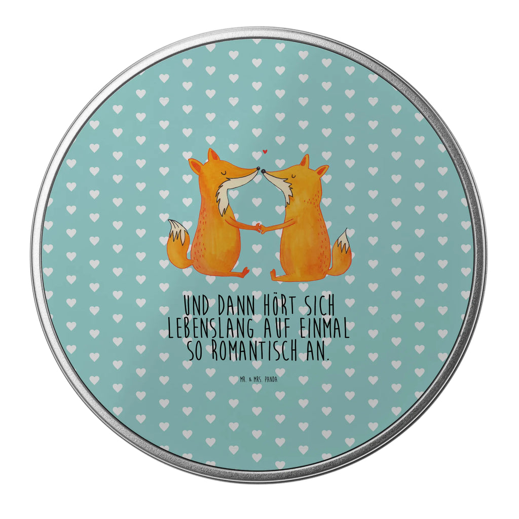 okrągła puszka z blachy lisy miłość Lis