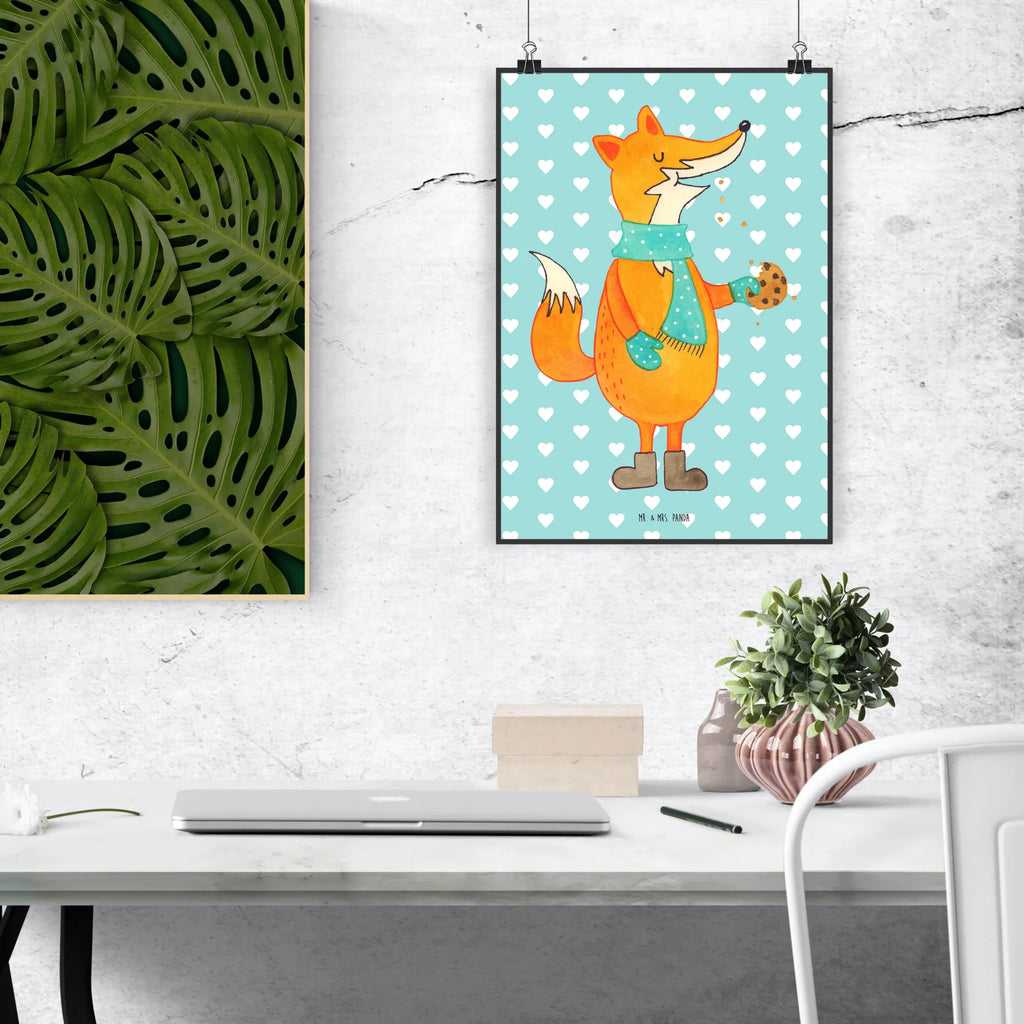 Poster Fuchs Keks Plakat, Poster, grafikposter, Wandposter, Bild für Wand, Bild, Wanddekoration, kunstposter, kunstdruck poster, kunst für die wand, drucke, Mr. & Mrs. Panda Poster, Deko Bild, Wanddeko Bild, wanddruck, Kunstdruck, Designposter, Wandbild, Posterdruck, Wandschmuck, wanddeko, wandkunst, Fuchs, Füchse, Weihnachtszeit, Backen Spruch, Liebe, Plätzchen, Winter, Kekse, Küche Deko