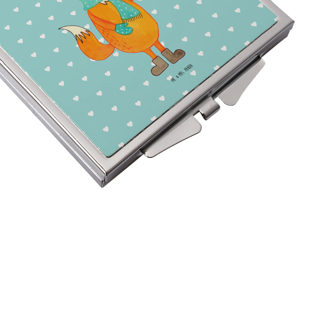 Handbag mirror Fox biscuit silver, make up, handbag, mirror, square, make-up mirror, fox, foxes, forest wildlife, clever as a fox, animal lover, christmas present, cookies, baking saying, kitchen decoration, christmas time, winter, love