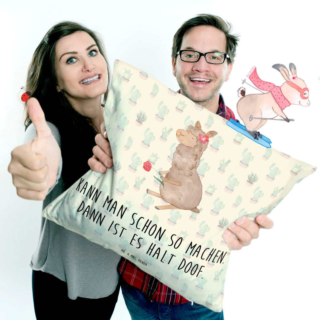 Cushion alpaca flower pillow case, 40 x 40, 40x40, pad, sofa, cushion, couch, settee, Pillow, fluffy, pillows, bedroom, bed, soft, alpaca, llama, pako, camel, Peru, animal, favourite animal, Alpaca, llamas, flower