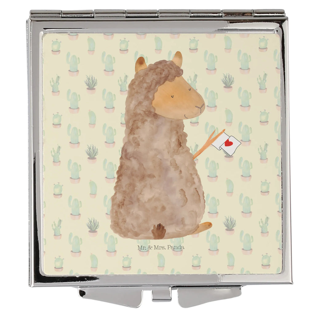 Handbag mirror alpaca banner make-up mirror, mirror, handbag, square, silver, make up, alpaca, llama, pako, camel, Peru, animal, favourite animal, Alpaca, alpacas, love, llamas