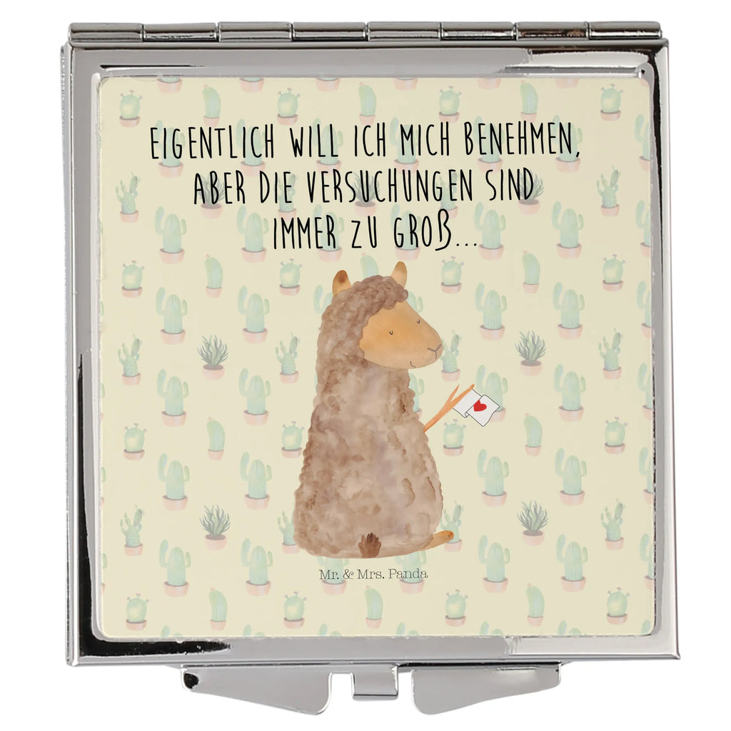 Handbag mirror alpaca banner make-up mirror, mirror, handbag, square, silver, make up, alpaca, llama, pako, camel, Peru, animal, favourite animal, Alpaca, alpacas, love, llamas