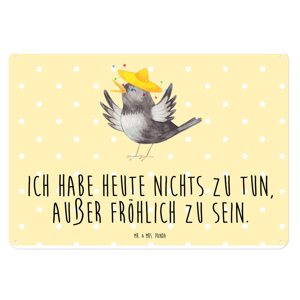 Blechschild Rabe mit Sombrero Blechschild, Metallschild, Geschenk Schild, Schild, Magnet-Metall-Schild, Deko Schild, Wandschild, Wand-Dekoration, Türschild, Tiermotive, Gute Laune, lustige Sprüche, Tiere, Rabe, Vogel, Vögel, Spruch positiv, fröhlich sein, glücklich sein, Glück Spruch, froh, Elster, Motivation