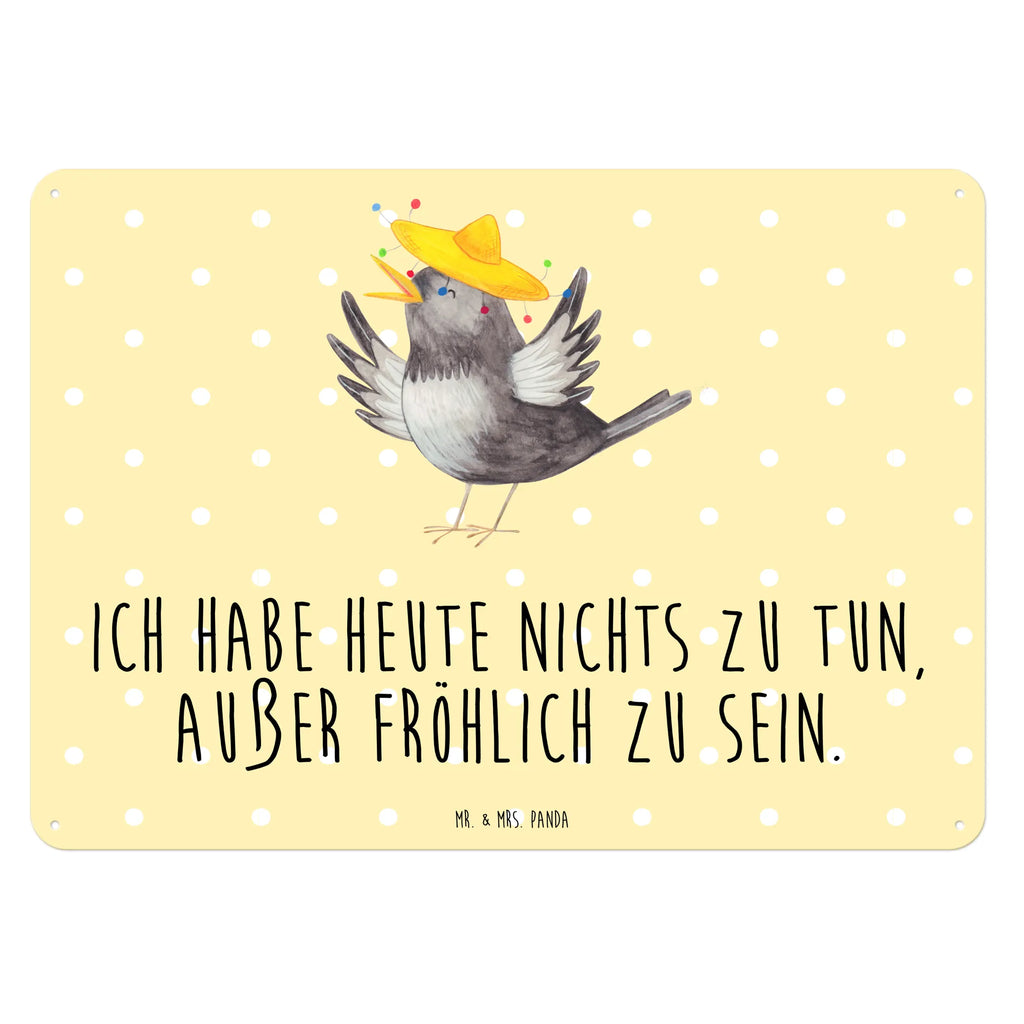 Blechschild Rabe mit Sombrero Blechschild, Metallschild, Geschenk Schild, Schild, Magnet-Metall-Schild, Deko Schild, Wandschild, Wand-Dekoration, Türschild, Tiermotive, Gute Laune, lustige Sprüche, Tiere, Rabe, Vogel, Vögel, Spruch positiv, fröhlich sein, glücklich sein, Glück Spruch, froh, Elster, Motivation