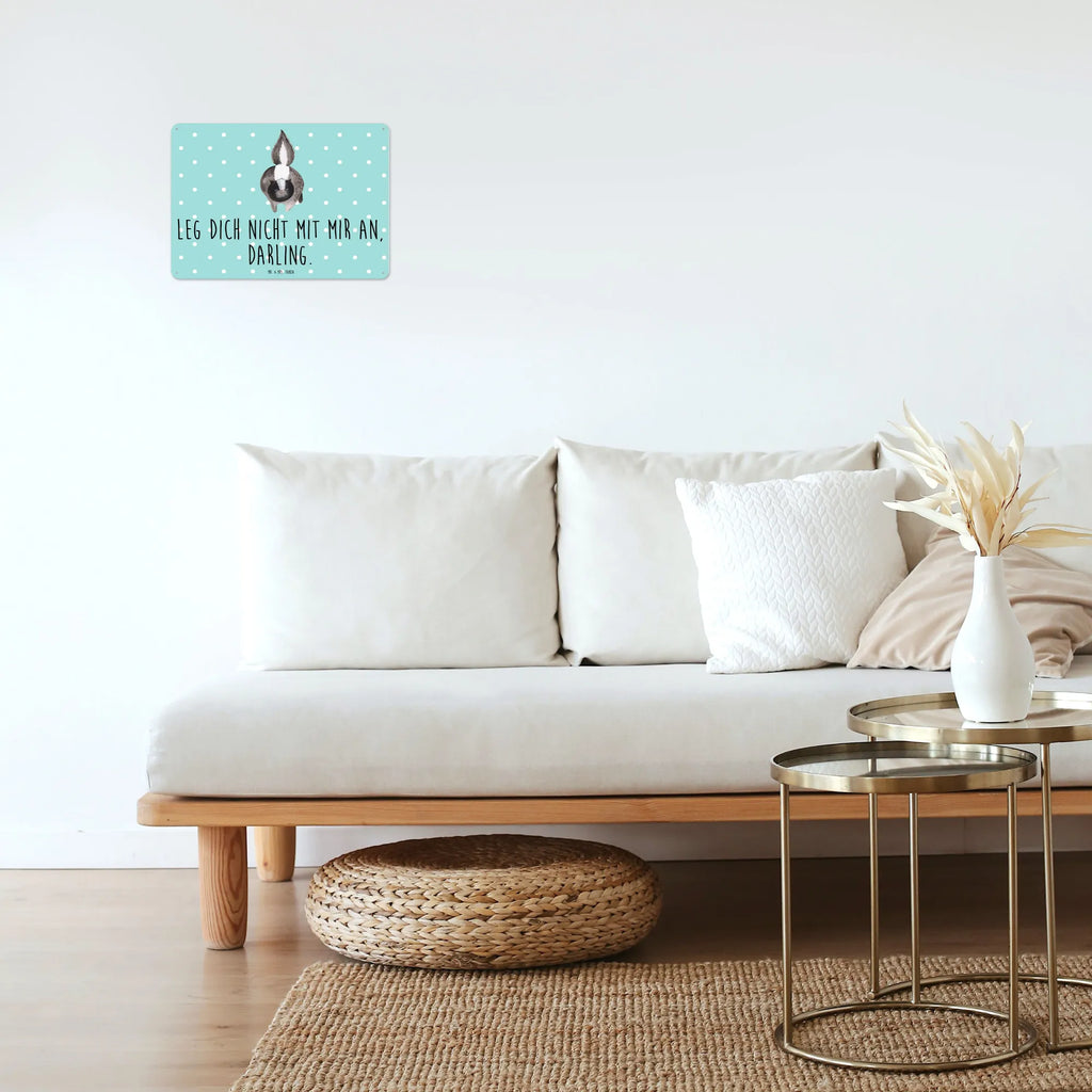 Blechschild Stinktier Angriff Blechschild Zum Aufhängen, Dekoschild Metall, Wandschild Metall, Blechschild Für Frauen, Blechschild Büro, Blechschild Groß, Türschild Metall, Blechschild Für Männer, Blechschild Küche, Blechschild, Skunk, Stinktier, wütend, Stinker, Stinki, Drohung, Wildtier, Raubtier