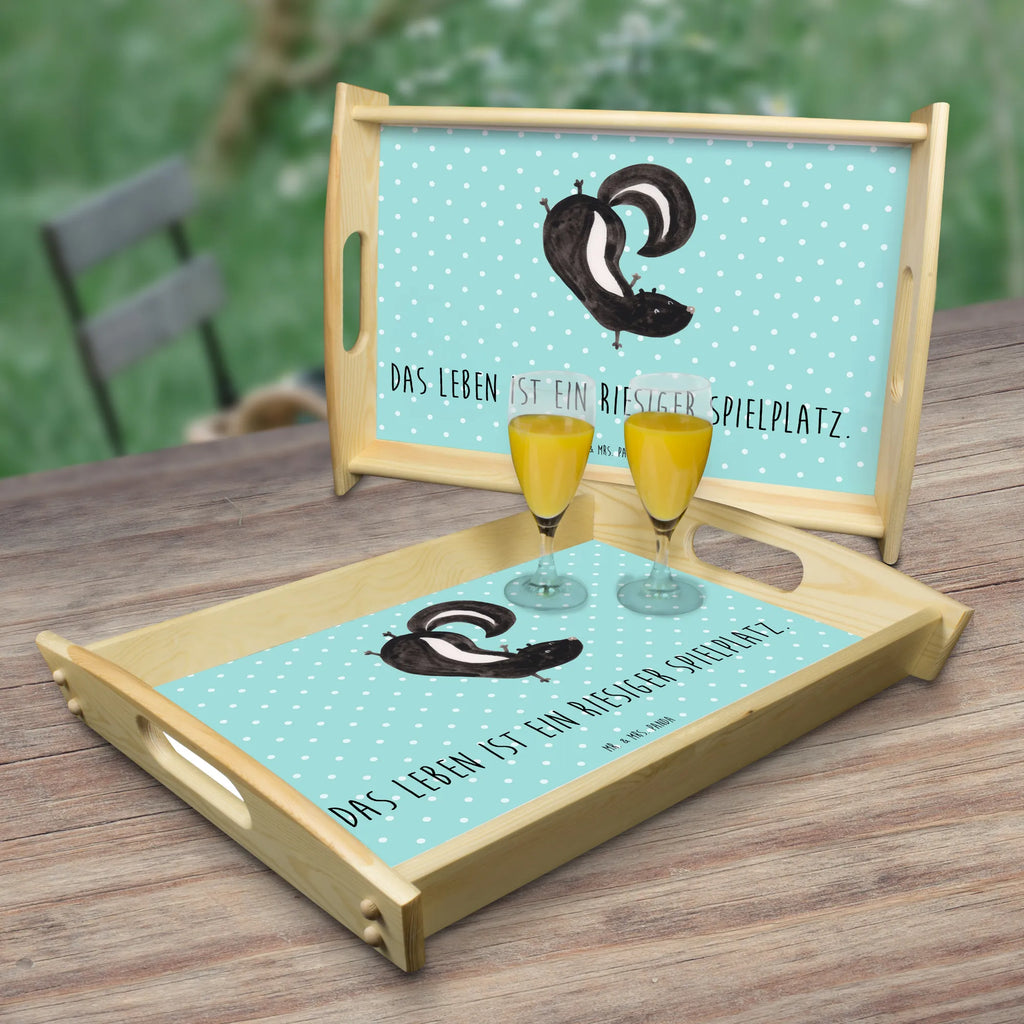 Serving tray skunk handstand tray, breakfast tray, kitchen tray, wooden tray, serving tray, Skunk, skunk, child, predator, playful, stink, wild animal, playground