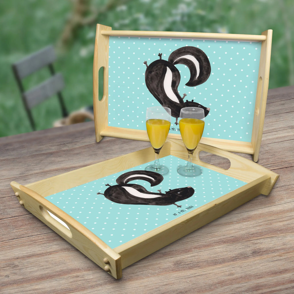 Serving tray skunk handstand tray, breakfast tray, kitchen tray, wooden tray, serving tray, Skunk, skunk, child, predator, playful, stink, wild animal, playground