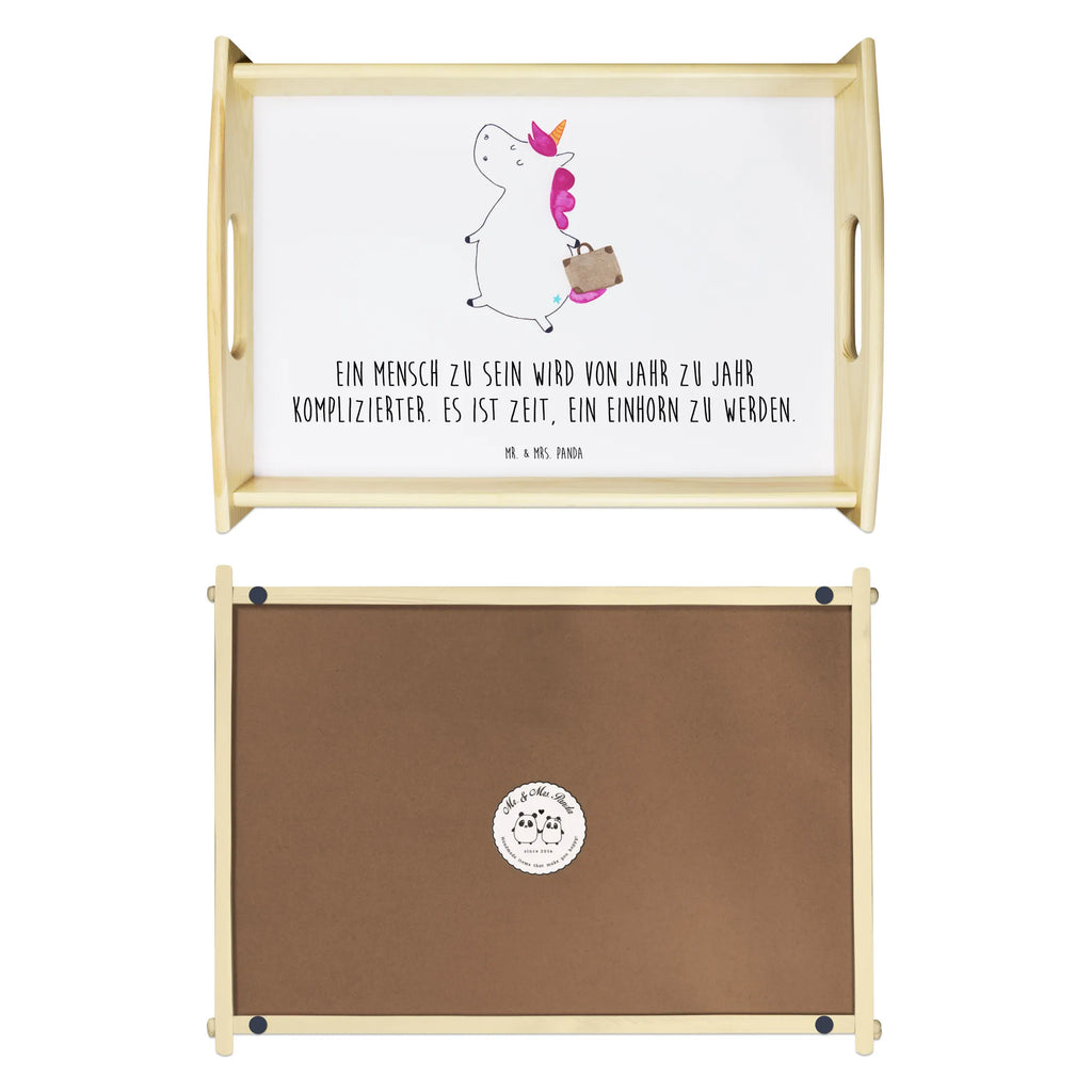 Serviertablett Einhorn Koffer Serviertablett, Küchentablett, Dekotablett, Frühstückstablett, Tablett, Holztablett, Einhorn, Einhörner, Einhorn Deko, Unicorn, Koffer, Kind, witzig, Erwachsen, lustig, unicorn, Spaß, Reise, albern, Abenteuer, Verreisen, Gepäck