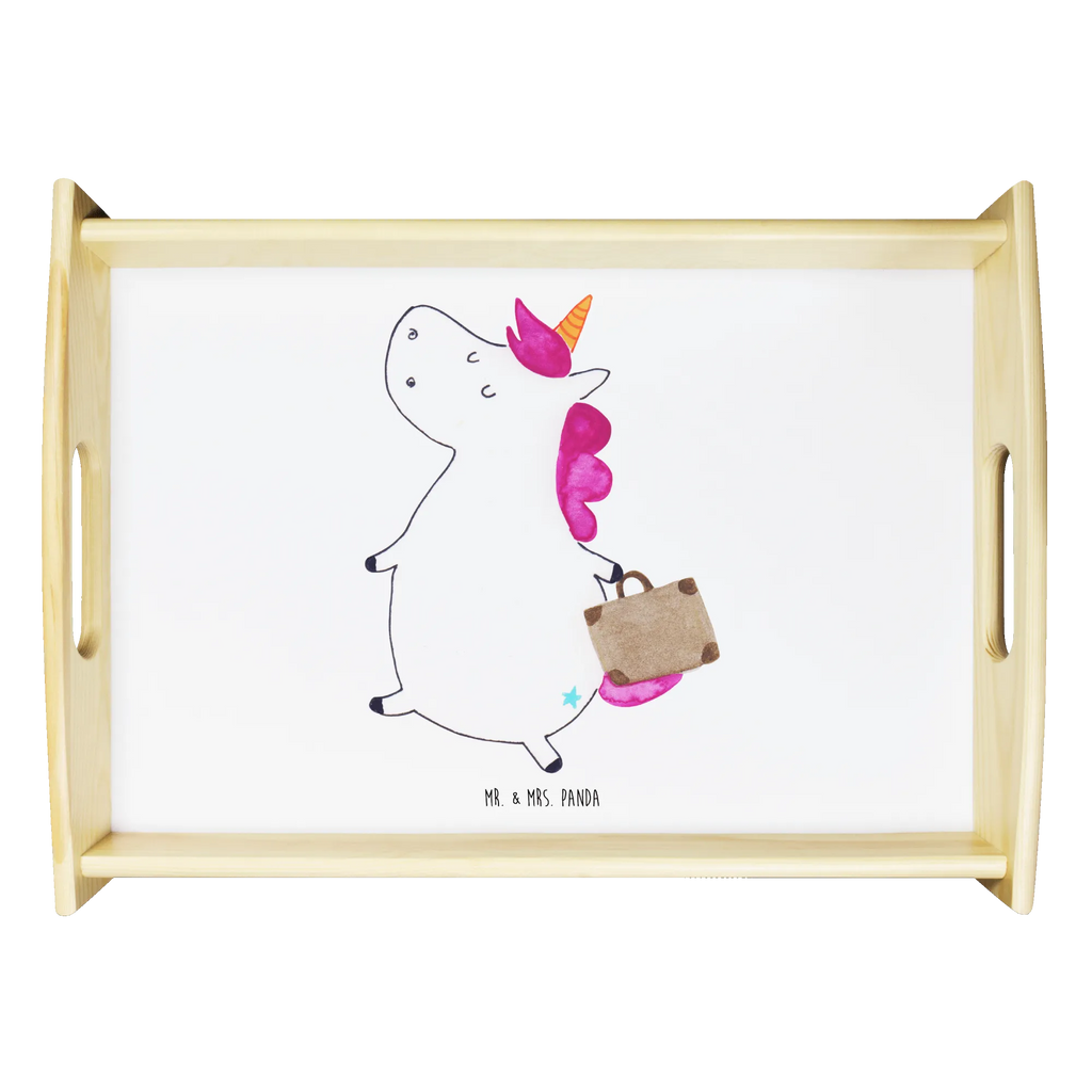 Serviertablett Einhorn Koffer Serviertablett, Küchentablett, Dekotablett, Frühstückstablett, Tablett, Holztablett, Einhorn, Einhörner, Einhorn Deko, Unicorn, Koffer, Kind, witzig, Erwachsen, lustig, unicorn, Spaß, Reise, albern, Abenteuer, Verreisen, Gepäck