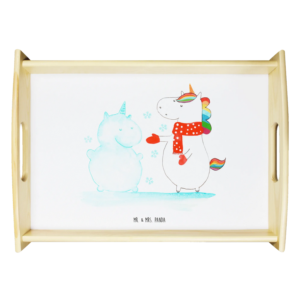 Serving tray unicorn snowman serving tray, wooden tray, kitchen tray, breakfast tray, tray, unicorn, unicorns, Winter, Cake, Cap, Gloves, present, Christmas, X-Mas, Snowman, Unicorn, winter gift, Christmas Motif, Cold, Snow