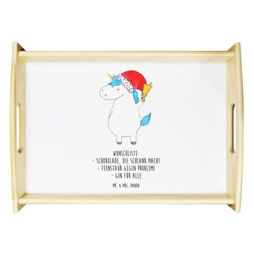 Serviertablett Einhorn Weihnachtsmann Frühstückstablett, Serviertablett, Holztablett, Tablett, Küchentablett, Dekotablett, Einhorn, Einhörner, Einhorn Deko, Unicorn, Schokolade, Weihnachten, Wunschliste, Schoki, Wunschzettel, Gin, Feenstaub, Weihnachtsmann, Nikolaus