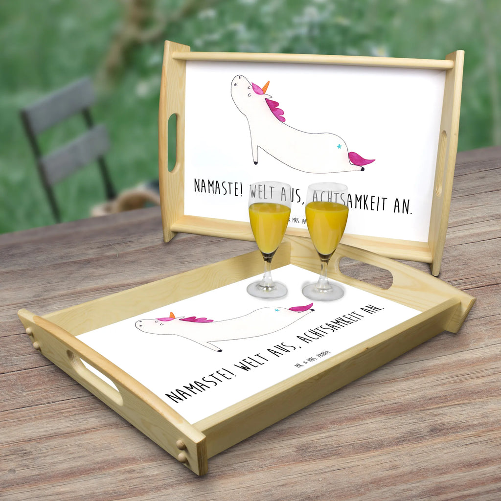 Serviertablett Einhorn Yoga Küchentablett, Dekotablett, Frühstückstablett, Tablett, Holztablett, Serviertablett, Einhorn, Einhörner, Einhorn Deko, Unicorn, lustig, Yogamatte, Yoga, witzig, Achtsamkeit, Joga, Sport, süß, Namaste, Entspannung