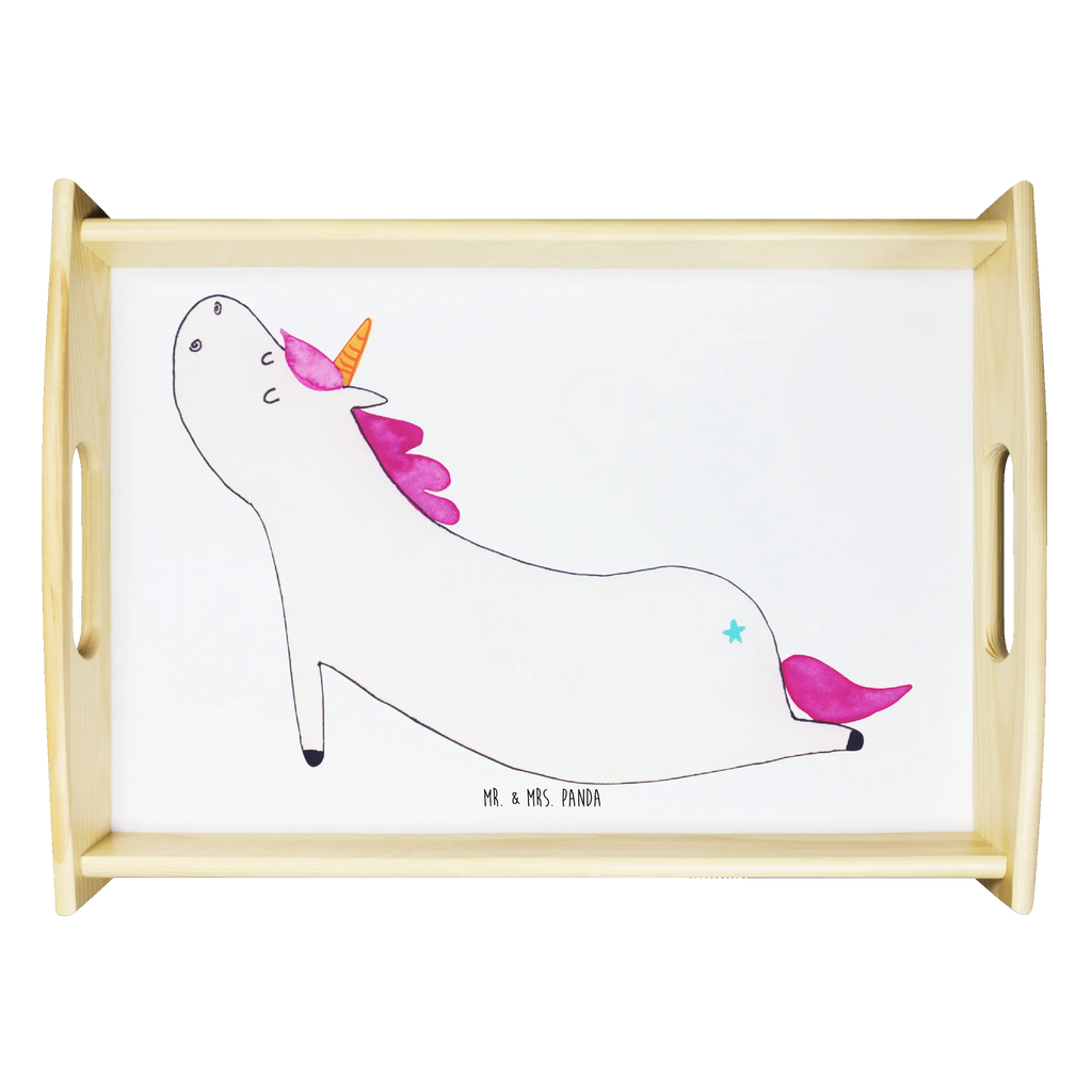 Serviertablett Einhorn Yoga Küchentablett, Dekotablett, Frühstückstablett, Tablett, Holztablett, Serviertablett, Einhorn, Einhörner, Einhorn Deko, Unicorn, lustig, Yogamatte, Yoga, witzig, Achtsamkeit, Joga, Sport, süß, Namaste, Entspannung