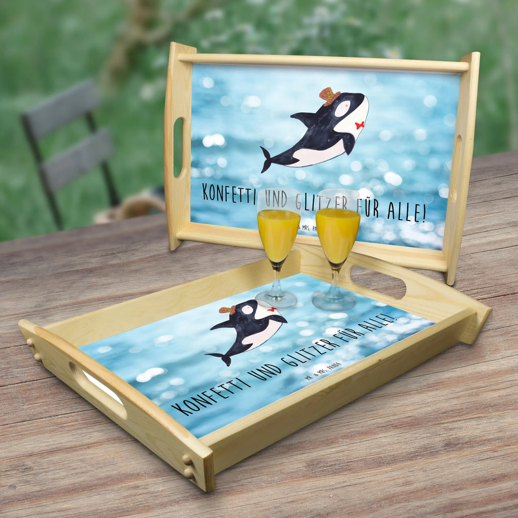 Serviertablett Orca Zylinder Serviertablett, Tablett, Frühstückstablett, Holztablett, Dekotablett, Küchentablett, Meerestiere, Meer, Urlaub, Fest, Glitter, Konfetti, Fete, Narwal, Glitzer, Geburtstag, Orca, Glückwunsch, Feier