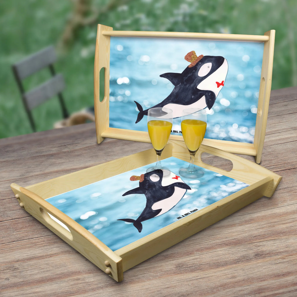 Serviertablett Orca Zylinder Serviertablett, Tablett, Frühstückstablett, Holztablett, Dekotablett, Küchentablett, Meerestiere, Meer, Urlaub, Fest, Glitter, Konfetti, Fete, Narwal, Glitzer, Geburtstag, Orca, Glückwunsch, Feier