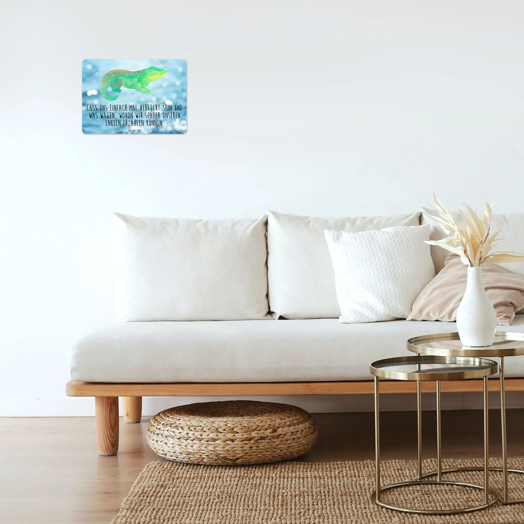 Blechschild Krokodil Dekoschild Metall, Blechschild Küche, Blechschild Zum Aufhängen, Wandschild Metall, Türschild Metall, Blechschild, Blechschild Für Männer, Blechschild Groß, Blechschild Für Frauen, Blechschild Büro, Meer, Meerestiere, Urlaub, Freundin, Krokodil, Spontan sein, Verrückt sein, Lieblingsmensch, Reiselust, Beste Freundin, Abenteuerlust, Krokodile