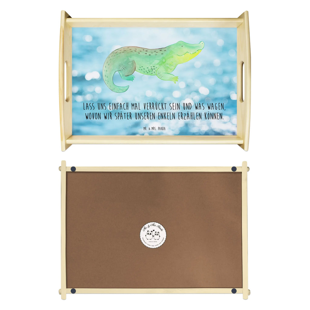 Serving tray Crocodile Holztablett, Küchentablett, Dekotablett, Frühstückstablett, Tablett, Serviertablett, Meerestiere, Meer, Urlaub, Freundin, spontan sein, Abenteuerlust, Krokodile, Reiselust, beste Freundin, Lieblingsmensch, verrückt sein, Krokodil