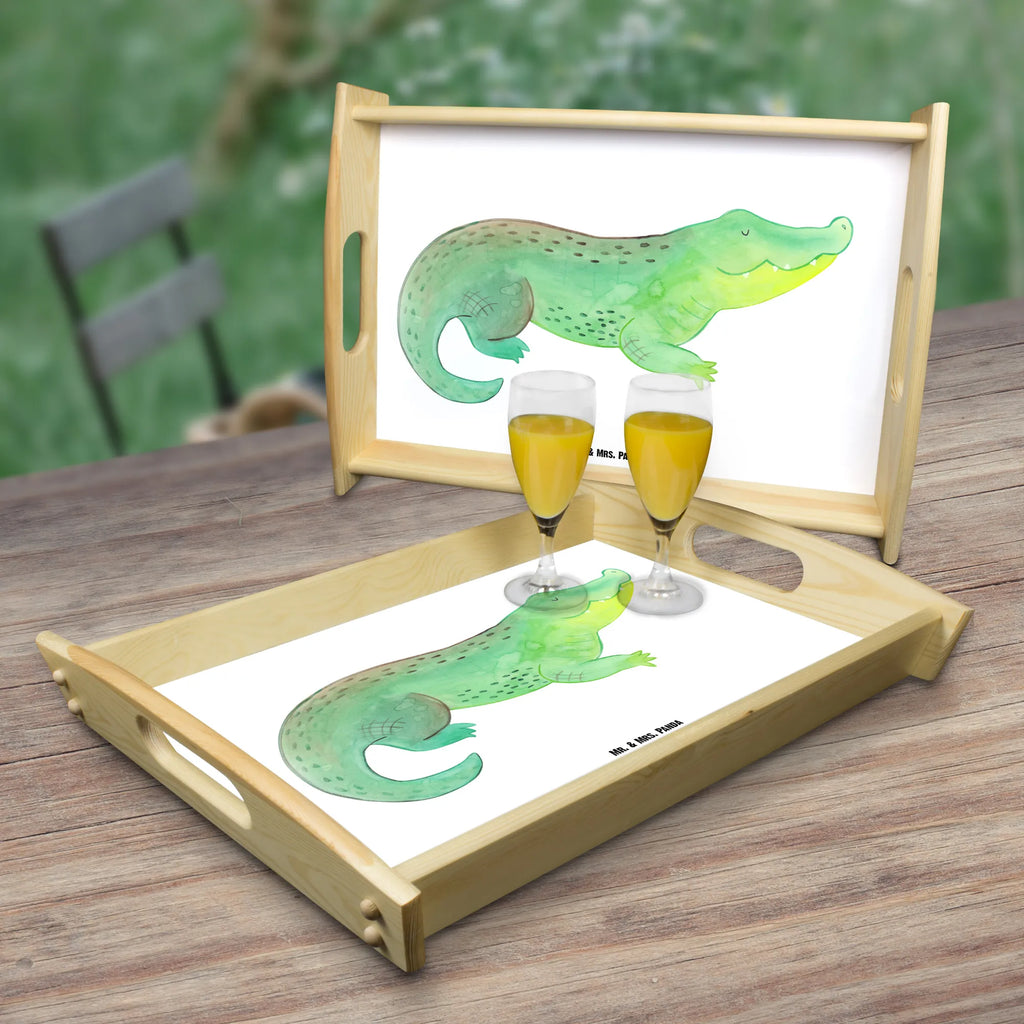 Serving tray Crocodile Holztablett, Küchentablett, Dekotablett, Frühstückstablett, Tablett, Serviertablett, Meerestiere, Meer, Urlaub, Freundin, spontan sein, Abenteuerlust, Krokodile, Reiselust, beste Freundin, Lieblingsmensch, verrückt sein, Krokodil