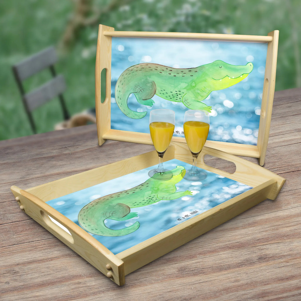 Serving tray Crocodile Holztablett, Küchentablett, Dekotablett, Frühstückstablett, Tablett, Serviertablett, Meerestiere, Meer, Urlaub, Freundin, spontan sein, Abenteuerlust, Krokodile, Reiselust, beste Freundin, Lieblingsmensch, verrückt sein, Krokodil