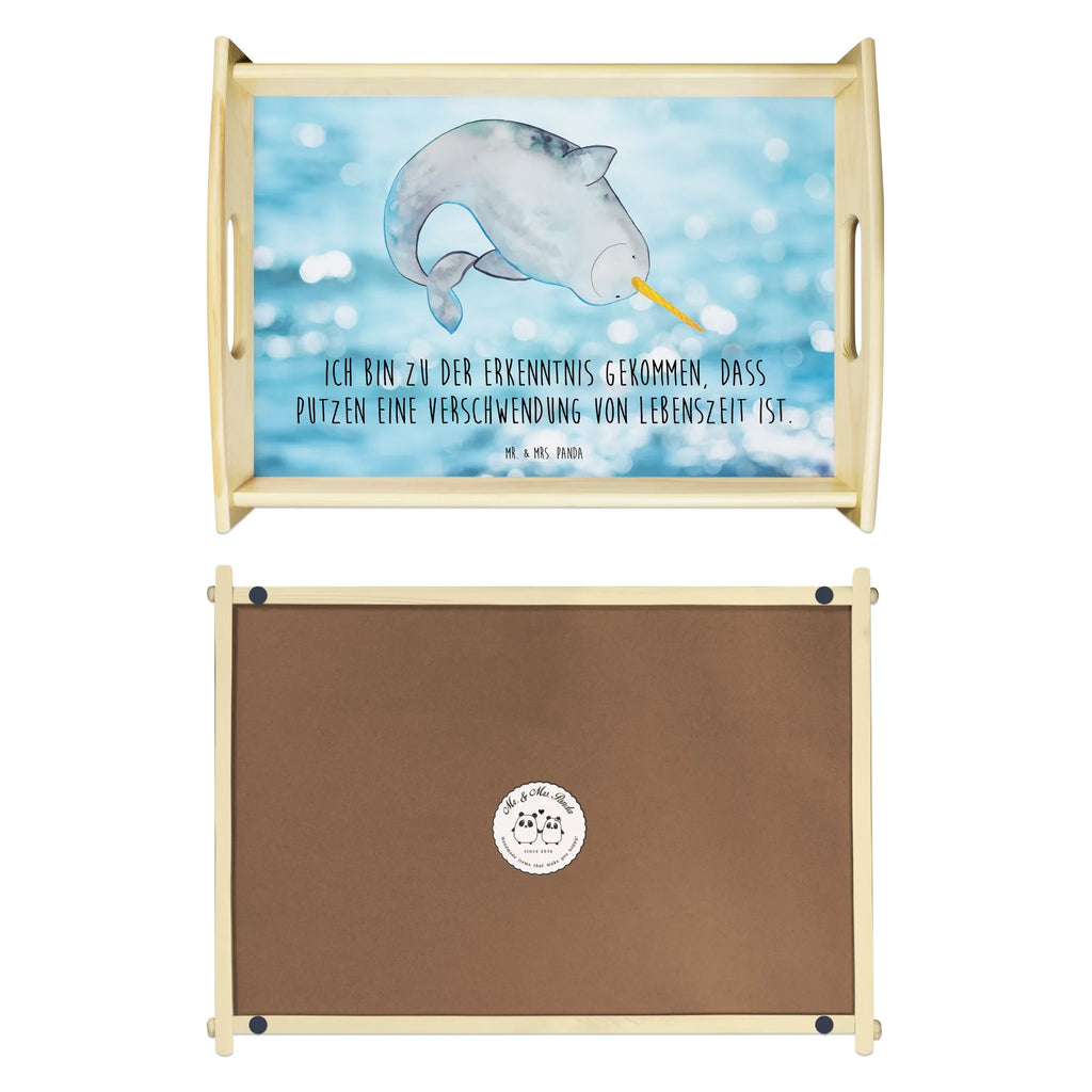 Serviertablett Narwal Frühstückstablett, Küchentablett, Dekotablett, Tablett, Holztablett, Serviertablett, Meerestiere, Meer, Urlaub, Junggesellin, aufräumen, Putzen, Kinderzimmer, Wal, Hausfrau, Narwal