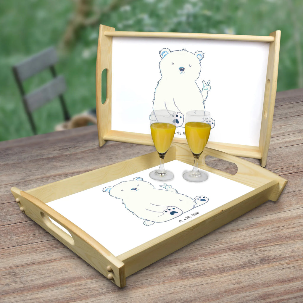 Serving tray Icebear Lazy Dekotablett, Tablett, Serviertablett, Holztablett, Küchentablett, Frühstückstablett, Bär, Teddy, Teddybär, Arbeit, Nordpol, Entspannen, Eisbär, Faul, Arbeitsplatz, Büro, Relaxen, Bürojob, Homeoffice
