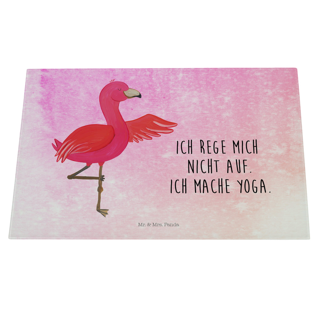 Glasschneidebrett Flamingo Yoga Glasschneidebrett, Schneidebrett, Flamingo, Vogel, Yoga, Namaste, Achtsamkeit, Yoga-Übung, Entspannung, Ärger, Aufregen, Tiefenentspannung