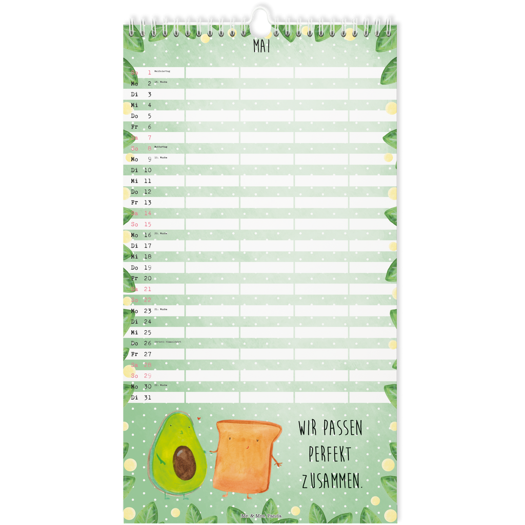 Familienkalender 2024 Avocado Collection Familienplaner, Kalender, Jahreskalender, Terminplaner, Kalender mit Feiertagen, Avocado, Veggie, Vegan, Gesund