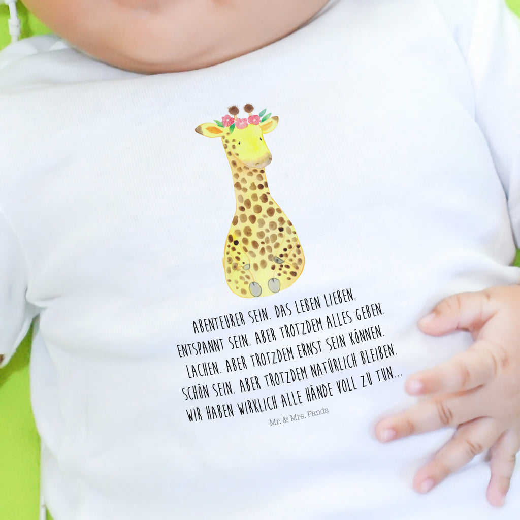 Baby Longsleeve Giraffe Blumenkranz Mädchen, Jungen, Baby, Langarm, Bio, Kleidung, Afrika, Wildtiere, Giraffe, Blumenkranz, Abenteurer, Selbstliebe, Freundin
