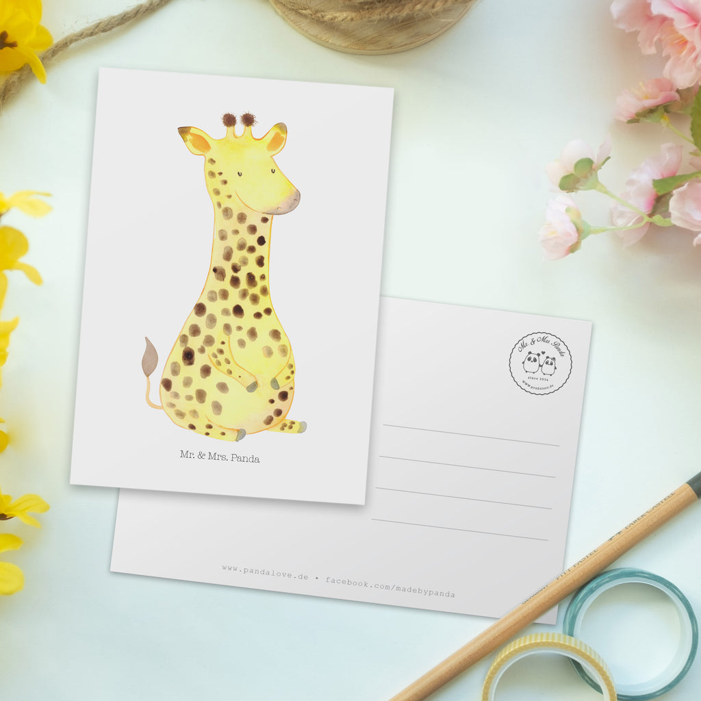Postkarte Giraffe Zufrieden Postkarte, Karte, Geschenkkarte, Grußkarte, Einladung, Ansichtskarte, Geburtstagskarte, Einladungskarte, Dankeskarte, Afrika, Wildtiere, Giraffe, Zufrieden, Glück, Abenteuer