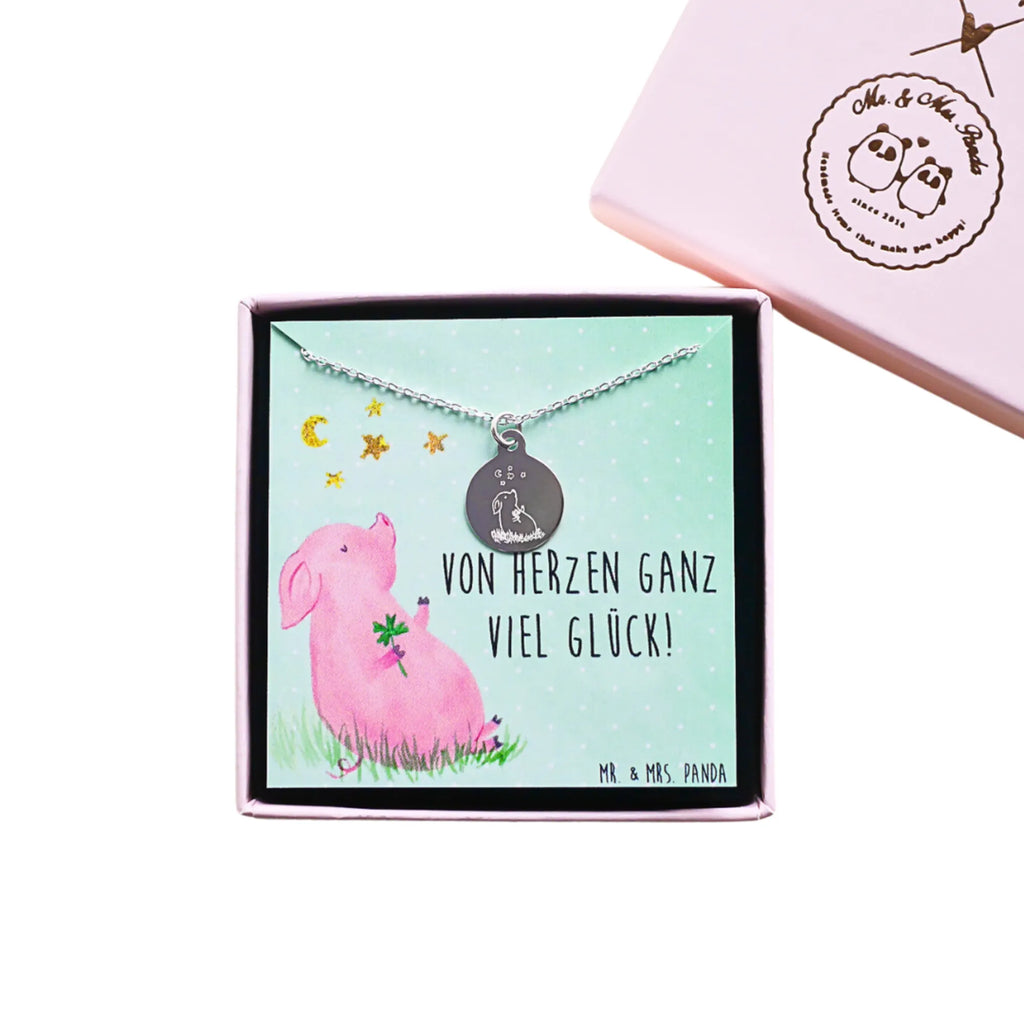 Necklace Pig Luck small animals, cute, funny, cute animal motives, hand drawn, small world, funny sayings, good mood, happy, gifts, gift ideas, special gifts, animal lover, card, piglet, pig, asterisks, dreams, Lucky bastard. Luck, motivation, goals, stars, lucky charm