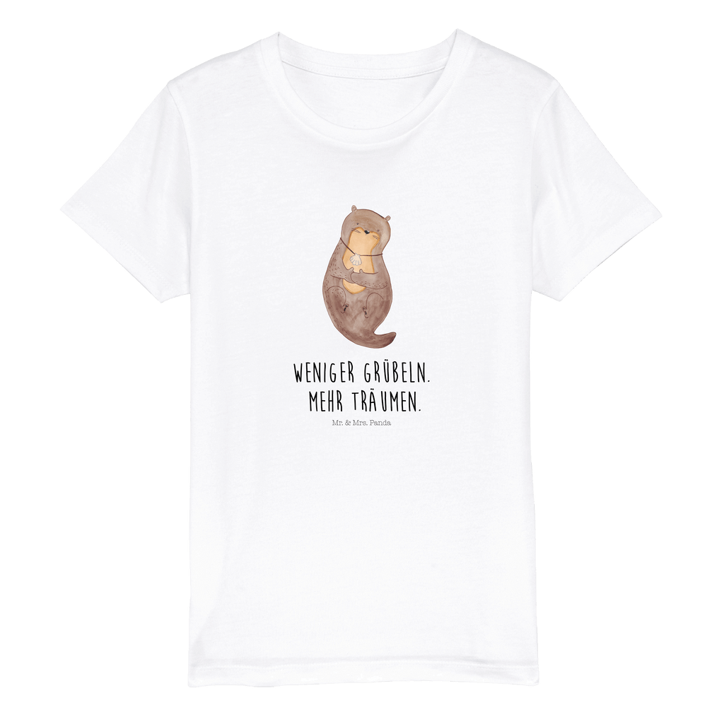 Organic Kinder T-Shirt Otter Muschel Kinder T-Shirt, Kinder T-Shirt Mädchen, Kinder T-Shirt Jungen, Otter, Fischotter, Seeotter, Otterliebe, grübeln, träumen, Motivation, Tagträumen, Büro