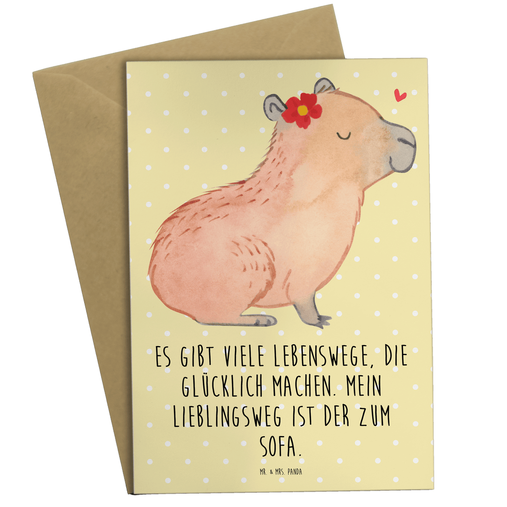 Grußkarte Capybara Blume Grußkarte, Klappkarte, Einladungskarte, Glückwunschkarte, Hochzeitskarte, Geburtstagskarte, Karte, Tiermotive, Gute Laune, lustige Sprüche, Tiere, Capybara