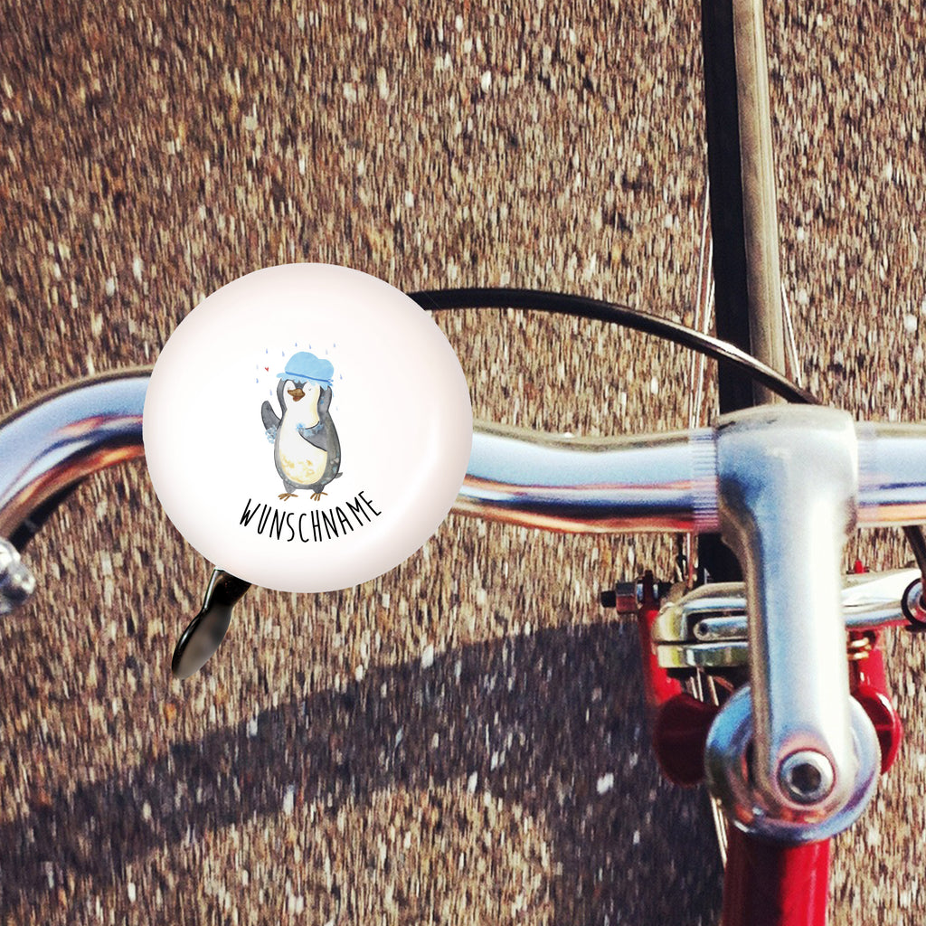 Personalisierte Fahrradklingel Pinguin duscht Personalisierte Fahrradklingel, Personalisierte Fahrradglocke, Fahrradklingel mit Namen, Fahrradglocke mit Namen, Fahrradklingel selbst gestalten, Fahrradklingel Wunschname, Pinguin, Pinguine, Dusche, duschen, Lebensmotto, Motivation, Neustart, Neuanfang, glücklich sein