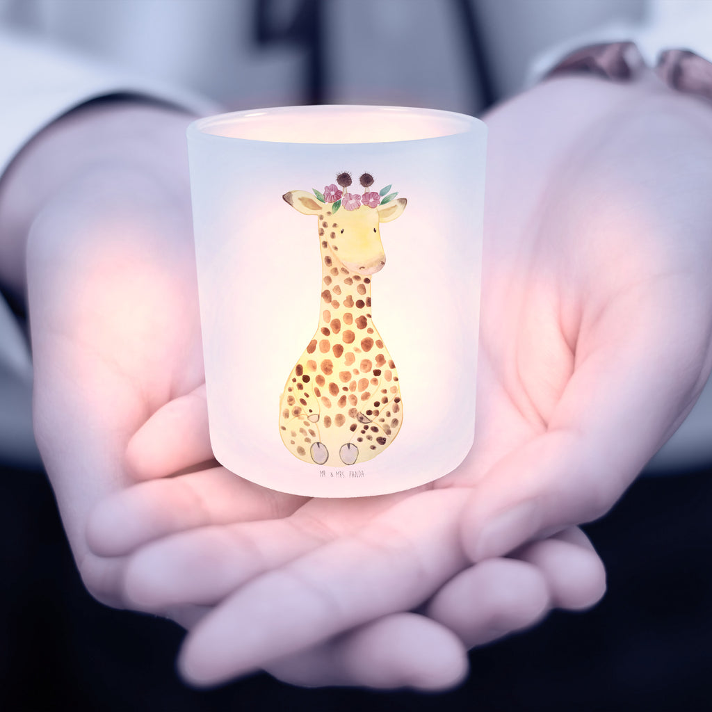 Windlicht Giraffe Blumenkranz Windlicht Glas, Teelichtglas, Teelichthalter, Teelichter, Kerzenglas, Windlicht Kerze, Kerzenlicht, Afrika, Wildtiere, Giraffe, Blumenkranz, Abenteurer, Selbstliebe, Freundin