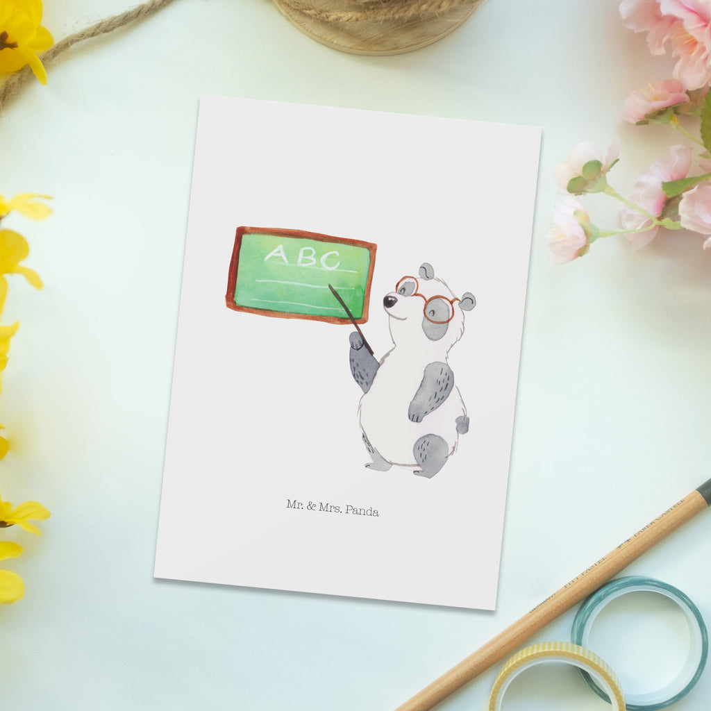 Postkarte Panda Lehrer Postkarte, Karte, Geschenkkarte, Grußkarte, Einladung, Ansichtskarte, Geburtstagskarte, Einladungskarte, Dankeskarte, Tiermotive, Gute Laune, lustige Sprüche, Tiere