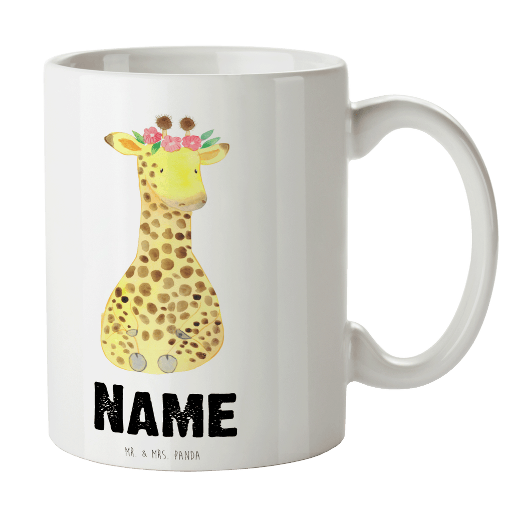 Personalisierte Tasse Giraffe Blumenkranz Personalisierte Tasse, Namenstasse, Wunschname, Personalisiert, Tasse, Namen, Drucken, Tasse mit Namen, Afrika, Wildtiere, Giraffe, Blumenkranz, Abenteurer, Selbstliebe, Freundin