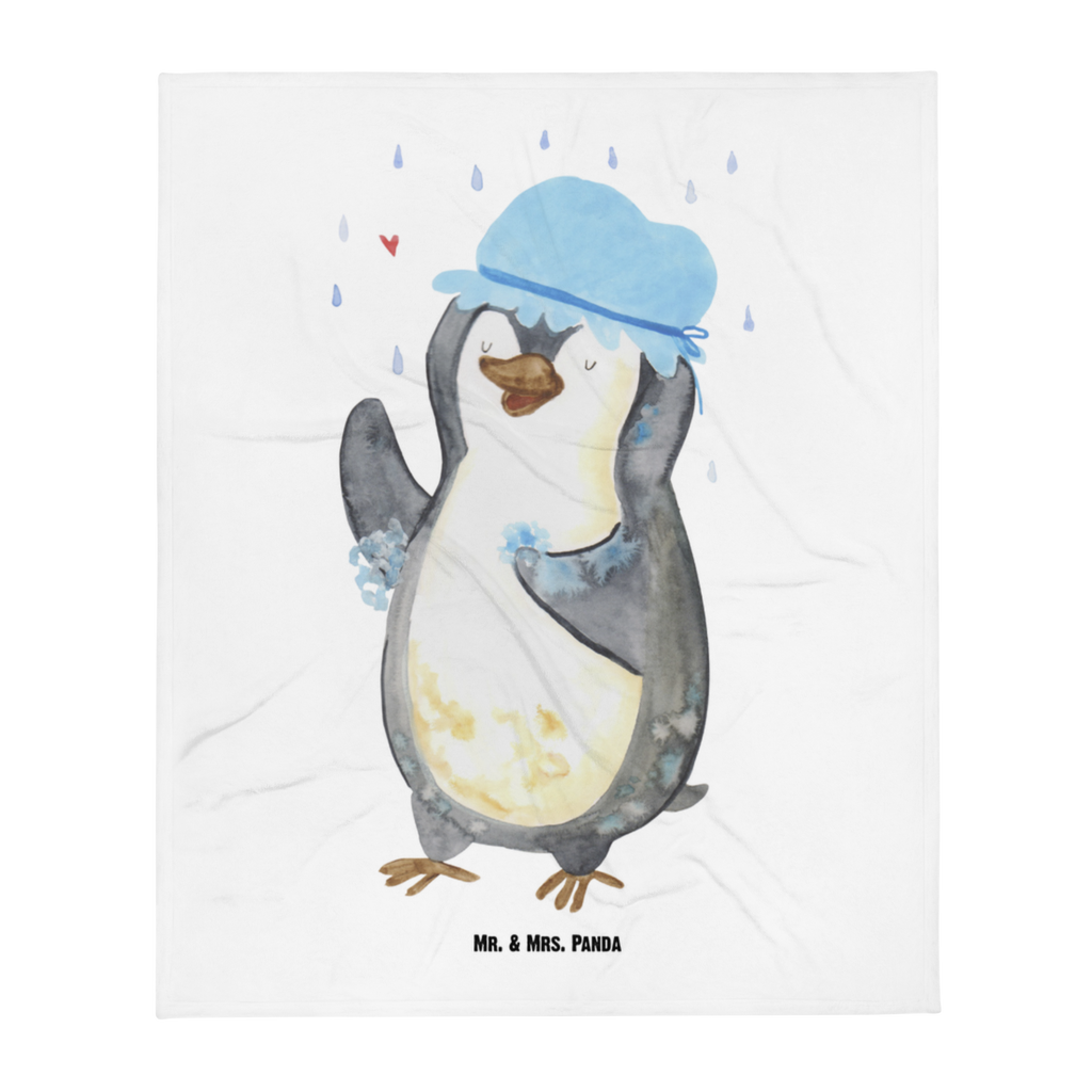 Kuscheldecke Pinguin duscht Decke, Wohndecke, Tagesdecke, Wolldecke, Sofadecke, Pinguin, Pinguine, Dusche, duschen, Lebensmotto, Motivation, Neustart, Neuanfang, glücklich sein