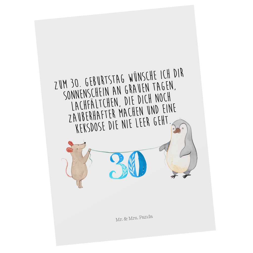 Postkarte 30. Geburtstag Maus Pinguin Postkarte, Karte, Geschenkkarte, Grußkarte, Einladung, Ansichtskarte, Geburtstagskarte, Einladungskarte, Dankeskarte, Geburtstag, Geburtstagsgeschenk, Geschenk, Party, Feiern, Torte, Kuchen
