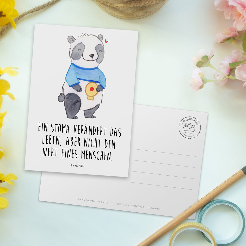 Postkarte Panda künstlicher Darmausgang Postkarte, Karte, Geschenkkarte, Grußkarte, Einladung, Ansichtskarte, Geburtstagskarte, Einladungskarte, Dankeskarte, Panda, künstlicher Darmausgang, Stoma, Stomabeutel