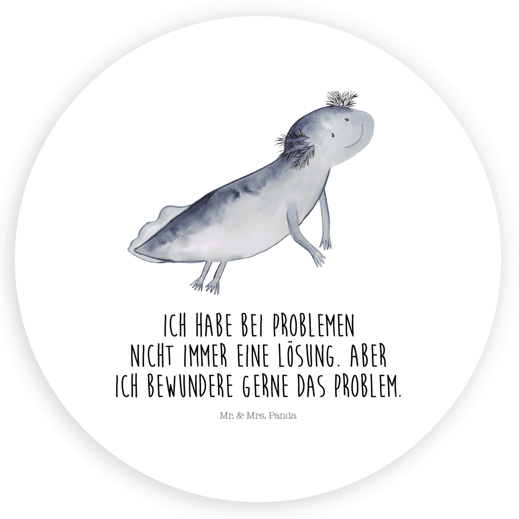 Rund Aufkleber Axolotl schwimmt Sticker, Aufkleber, Etikett, Kinder, rund, Axolotl, Molch, Axolot, Schwanzlurch, Lurch, Lurche, Problem, Probleme, Lösungen, Motivation