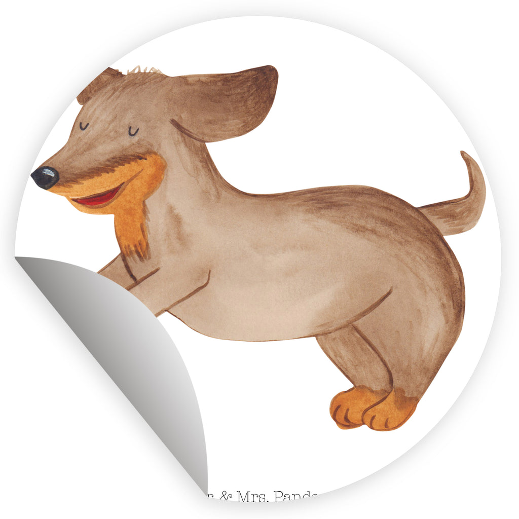 Rund Aufkleber Hund Dackel fröhlich Sticker, Aufkleber, Etikett, Hund, Hundemotiv, Haustier, Hunderasse, Tierliebhaber, Hundebesitzer, Sprüche, Hunde, Dackel, Dachshund, happy dog