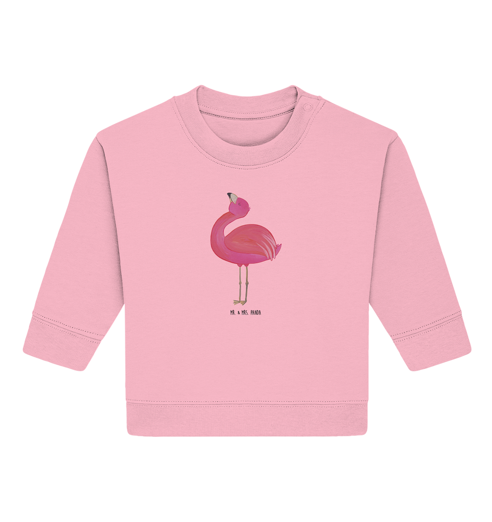 Organic Baby Pullover Flamingo Stolz Wunderschöner Baby Pullover /Sweatshirt von Mr. & Mrs. Panda <br /><br />Material: <br />- 85 % Baumwolle (Bio-Qualität, ringgesponnen, gekämmt)<br />- 15 % Polyester (recycelt)</li><li>Grammatur: 280 g/m²<br />- Schnitt: normale Passform</li><li>Eingesetzte Ärmel<br />- Knopfleiste mit 1 gleichfarbigen Druckknopf und 1 verdeckten Druckknopf an Schulter für einfacheres Anziehen, Flamingo, stolz, Freude, Selbstliebe, Selbstakzeptanz, Freundin, beste Freundin, Tochter, Mama, Schwester