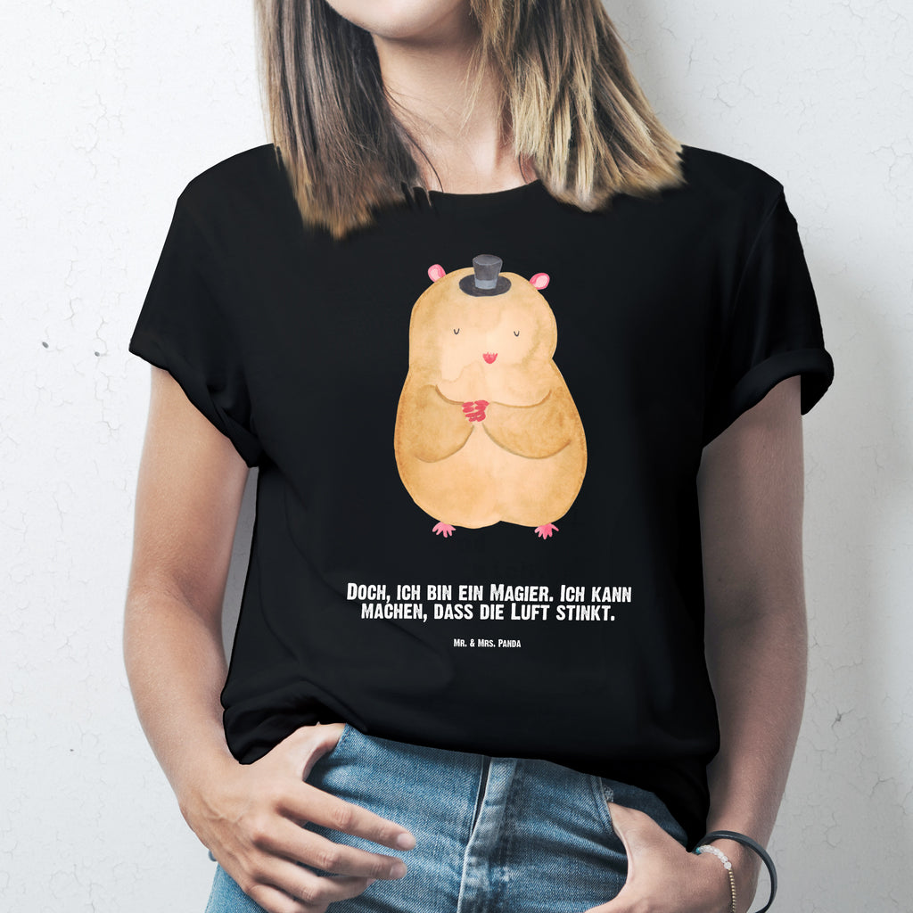 Personalisiertes T-Shirt Hamster mit Hut T-Shirt Personalisiert, T-Shirt mit Namen, T-Shirt mit Aufruck, Männer, Frauen, Wunschtext, Bedrucken, Tiermotive, Gute Laune, lustige Sprüche, Tiere, Hamster, Hut, Magier, Zylinder, Zwerghamster, Zauberer, Houdini