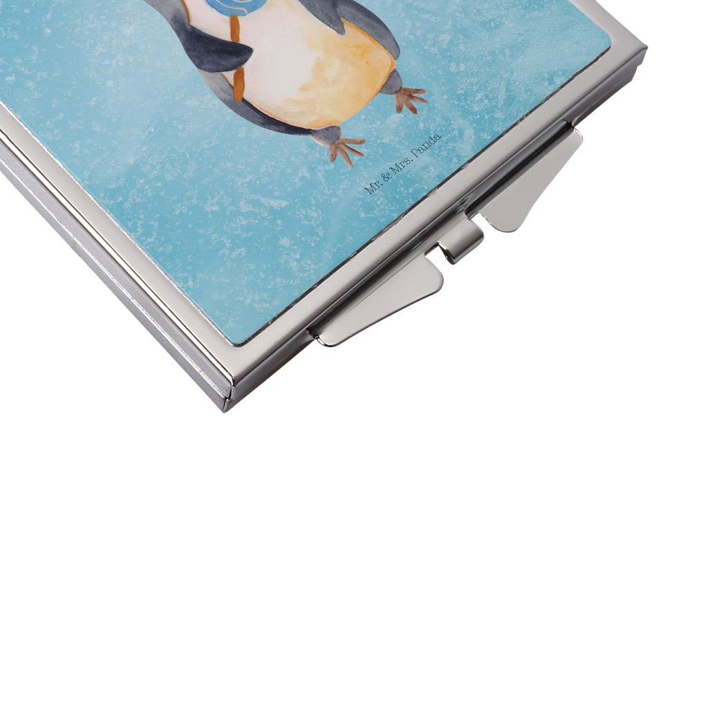 Handtaschenspiegel quadratisch Pinguin Lolli Spiegel, Handtasche, Quadrat, silber, schminken, Schminkspiegel, Pinguin, Pinguine, Lolli, Süßigkeiten, Blödsinn, Spruch, Rebell, Gauner, Ganove, Rabauke