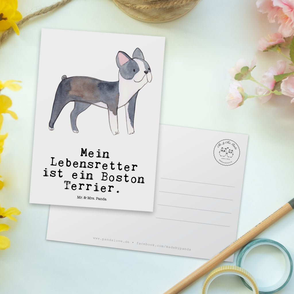 Postkarte Boston Terrier Lebensretter Postkarte, Karte, Geschenkkarte, Grußkarte, Einladung, Ansichtskarte, Geburtstagskarte, Einladungskarte, Dankeskarte, Hund, Hunderasse, Rassehund, Hundebesitzer, Geschenk, Tierfreund, Schenken, Welpe, Boston Terrier