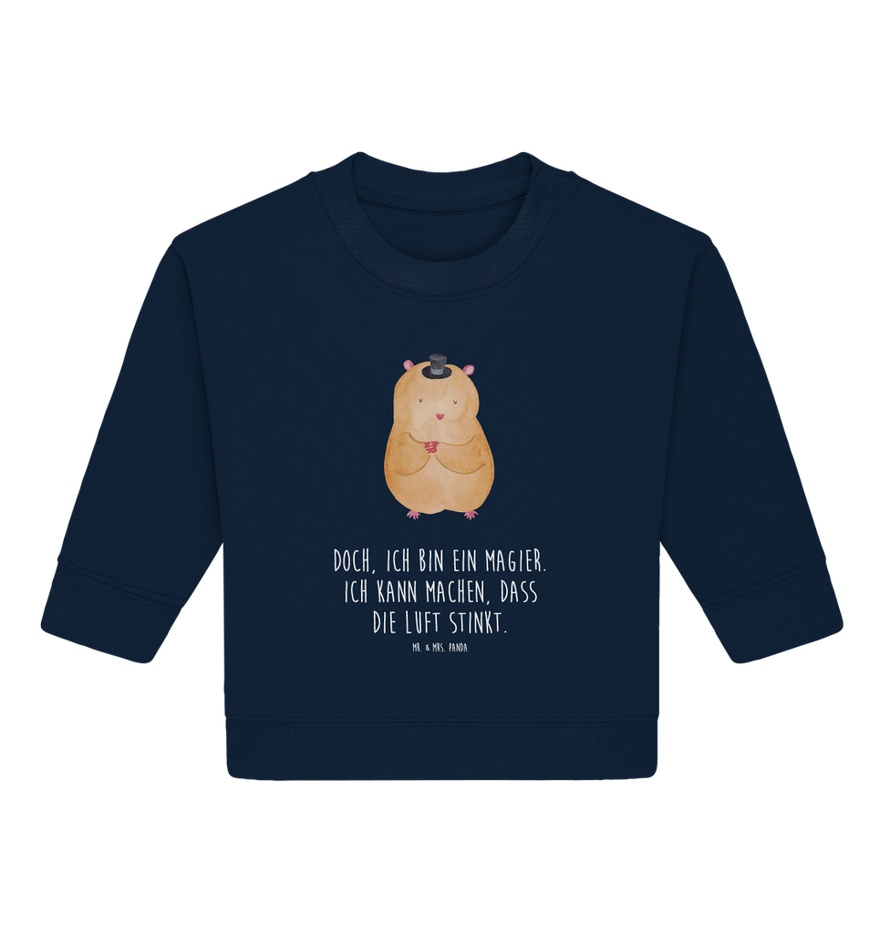 Organic Baby Pullover Hamster mit Hut Wunderschöner Baby Pullover /Sweatshirt von Mr. & Mrs. Panda <br /><br />Material: <br />- 85 % Baumwolle (Bio-Qualität, ringgesponnen, gekämmt)<br />- 15 % Polyester (recycelt)</li><li>Grammatur: 280 g/m²<br />- Schnitt: normale Passform</li><li>Eingesetzte Ärmel<br />- Knopfleiste mit 1 gleichfarbigen Druckknopf und 1 verdeckten Druckknopf an Schulter für einfacheres Anziehen, Tiermotive, Gute Laune, lustige Sprüche, Tiere, Hamster, Hut, Magier, Zylinder, Zwerghamster, Zauberer