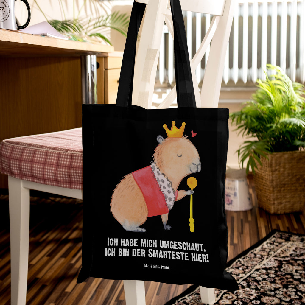 Tragetasche Capybara König Beuteltasche, Beutel, Einkaufstasche, Jutebeutel, Stoffbeutel, Tiermotive, Gute Laune, lustige Sprüche, Tiere, Capybara, König