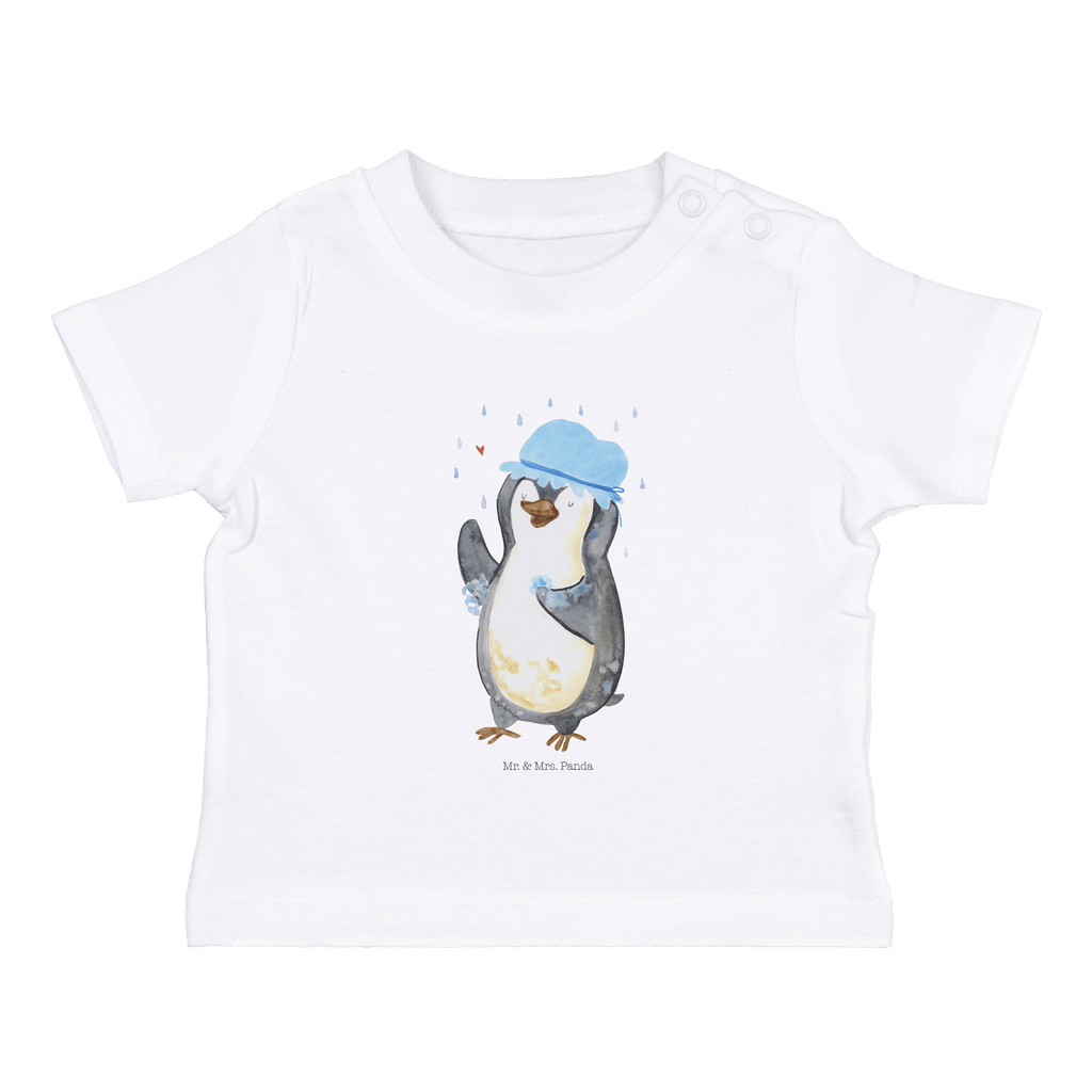 Organic Baby Shirt Pinguin Duschen Baby T-Shirt, Jungen Baby T-Shirt, Mädchen Baby T-Shirt, Shirt, Pinguin, Pinguine, Dusche, duschen, Lebensmotto, Motivation, Neustart, Neuanfang, glücklich sein
