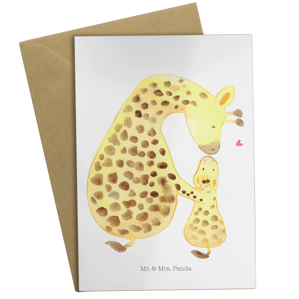 Grußkarte Giraffe mit Kind Grußkarte, Klappkarte, Einladungskarte, Glückwunschkarte, Hochzeitskarte, Geburtstagskarte, Karte, Afrika, Wildtiere, Giraffe, Kind, Mutter, Mama, Tochter, Sohn, Lieblingsmensch